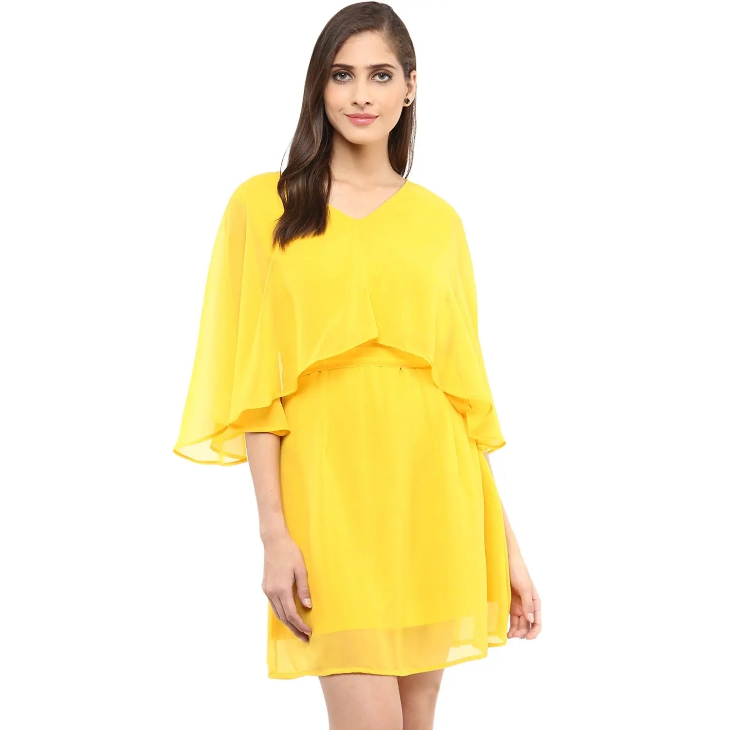 Women's Holiday Outfit Solid Cape Design Dress