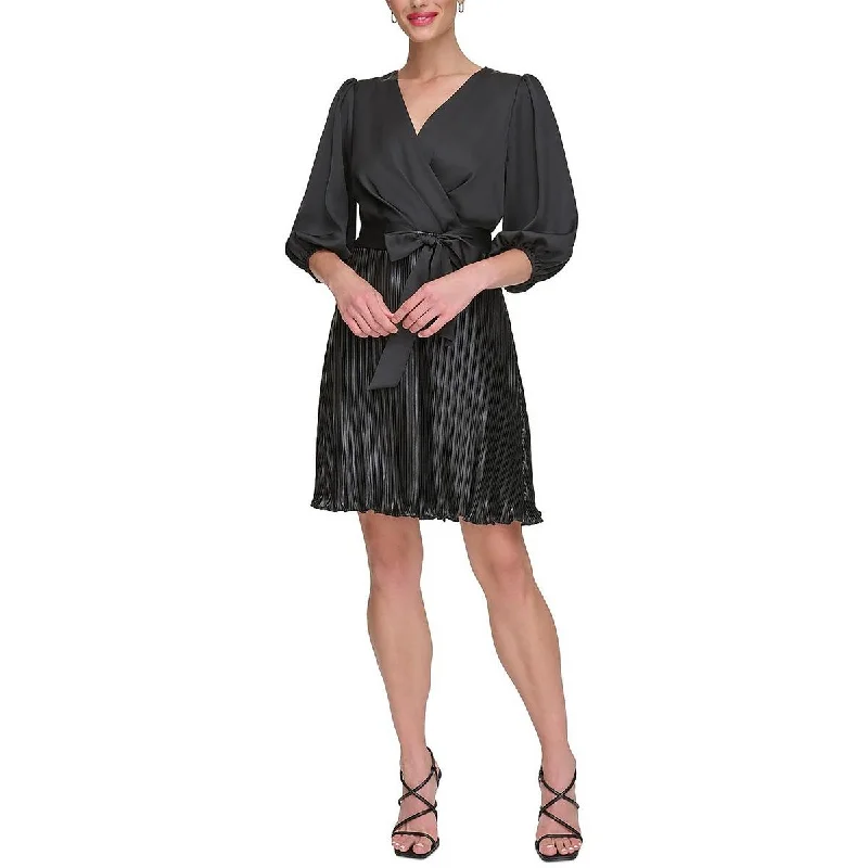 Flash Discount DKNY Womens Surplice Above Knee Fit & Flare Dress