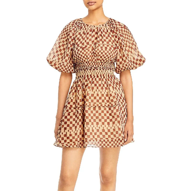 Women's Casual Clothing For Lounging Moon River Womens Checkered Fit & Flare Dress