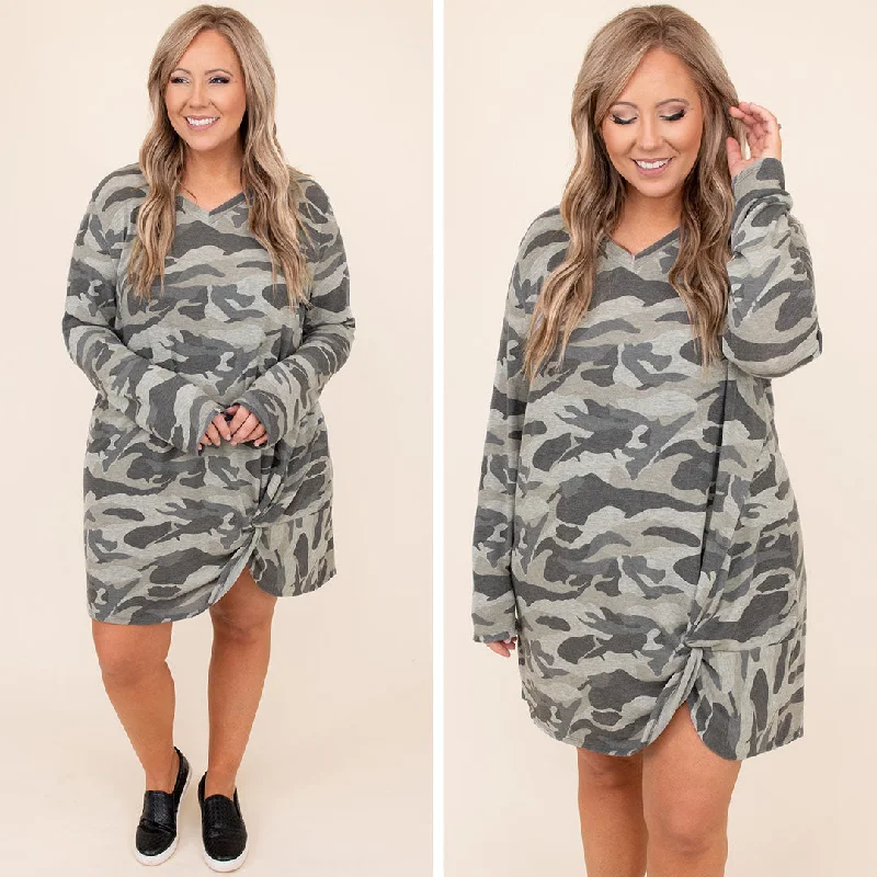 Elegant Women's Clothing Higher And Higher Dress, Army