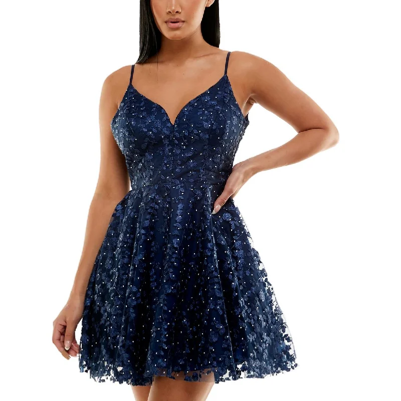 Casual Garments For Women Bee Darlin Womens Juniors Embroidered Embellished Fit & Flare Dress