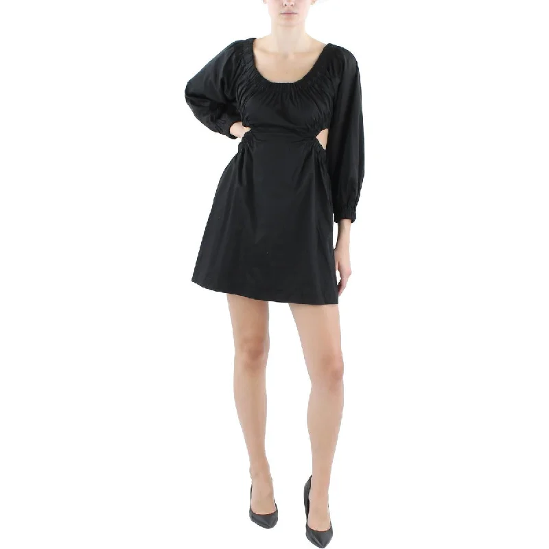 Women's Clothes for All-Day Comfort and Style Nia Womens Poplin Cut-Out Fit & Flare Dress
