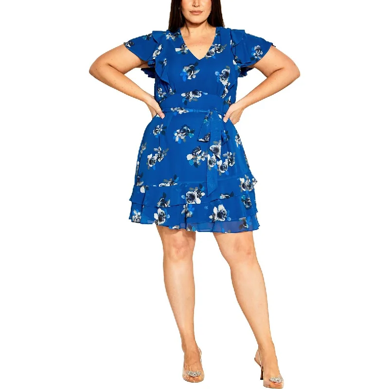 Sustainable Fashion Clothing For Women City Chic Womens Ruched  Fit & Flare Dress