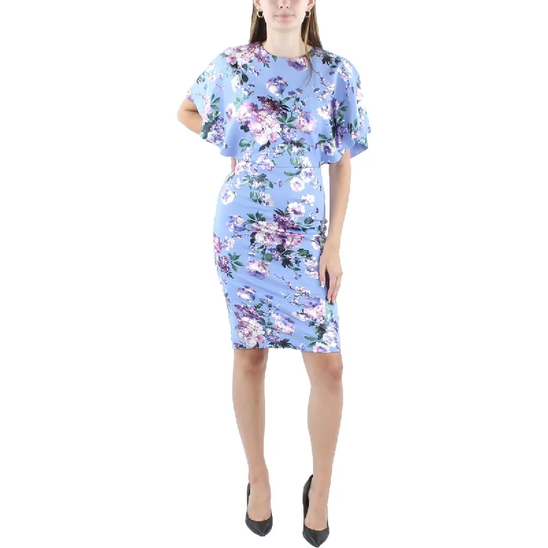 Women's Travel Outfit Set Black Halo Womens Knee-Length Butterfly Sleeves Sheath Dress