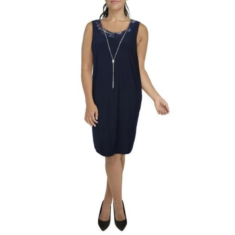 Sophisticated Fashion R&M Richards Womens Plus Contrast Trim  Sheath Dress