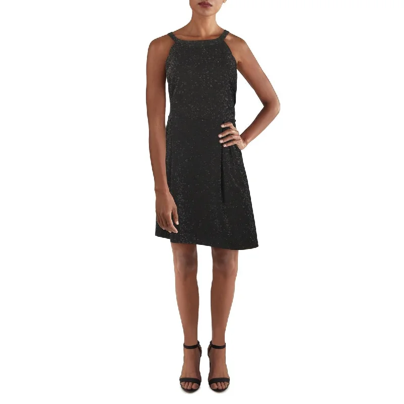 Women's Plus-Size Casual Outfit Monteau Womens Pintuck Metallic Halter Dress