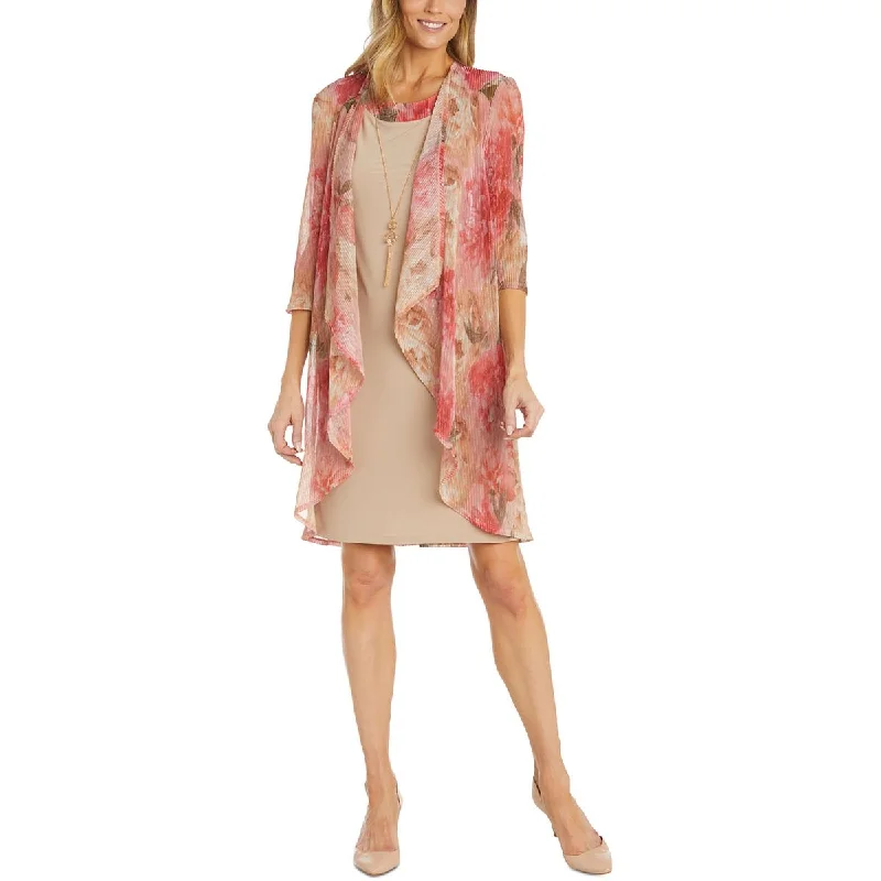 Casual Chic Women's Clothes R&M Richards Womens Petites Metallic  Two Piece Dress