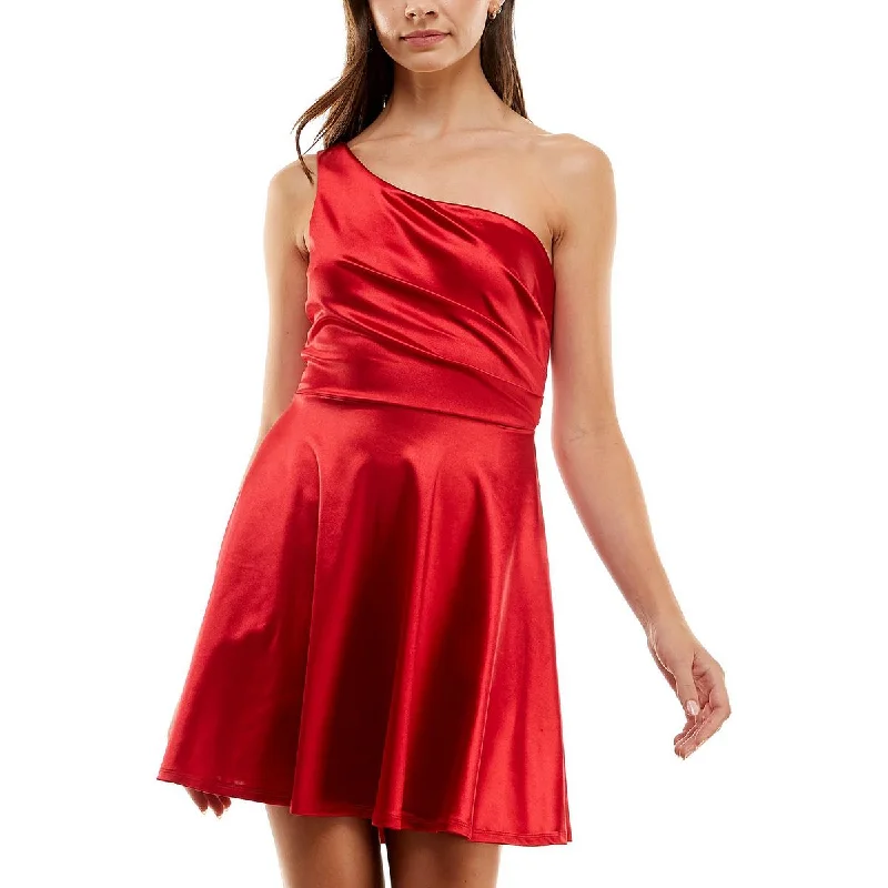 Women's Clothes For Work Events City Studios Womens Juniors One Shoulder Mini Fit & Flare Dress