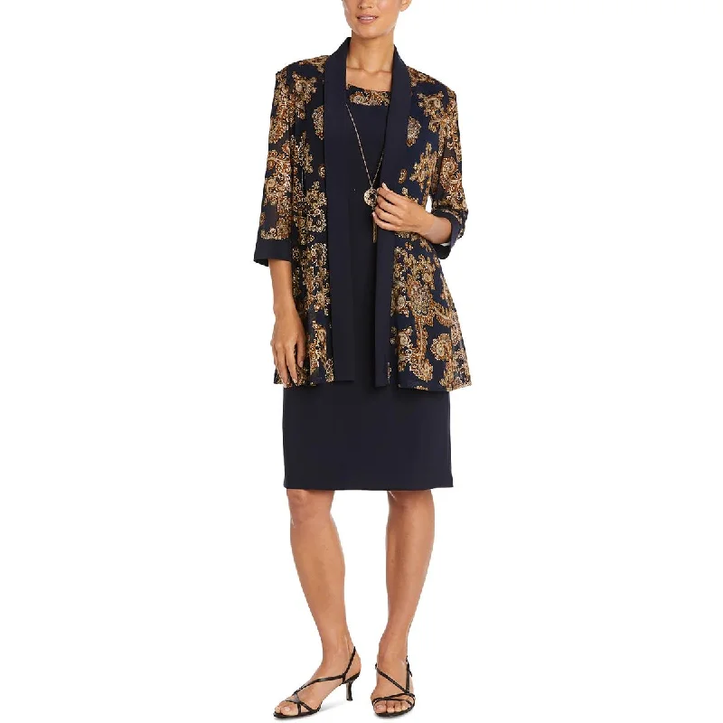 Charming Everyday Clothing For Women R&M Richards Womens Plus Foiled Knee-Length Two Piece Dress