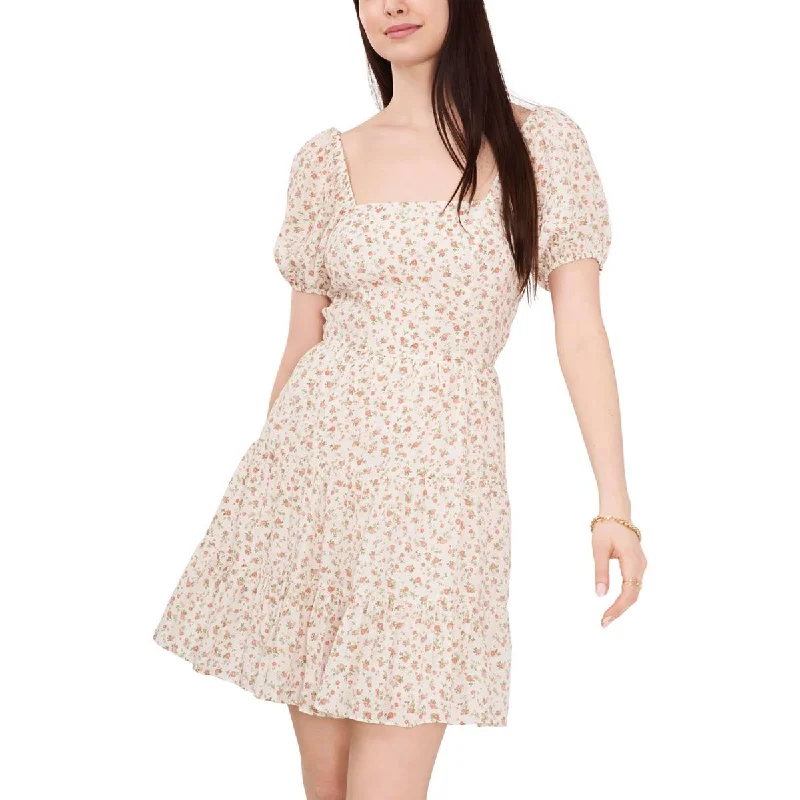 Comfortable Women's Clothing 1.State Womens Square Neck Tiered Babydoll Dress