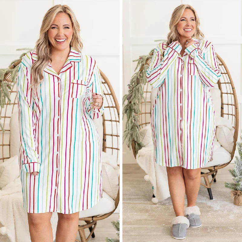 Sophisticated Fashion Candy Wonderland Pajama Dress, White