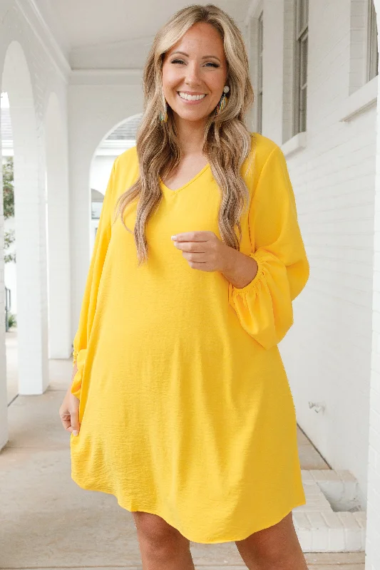 Women's Effortless Casual Outfit In Her Spare Time Dress, Yellow