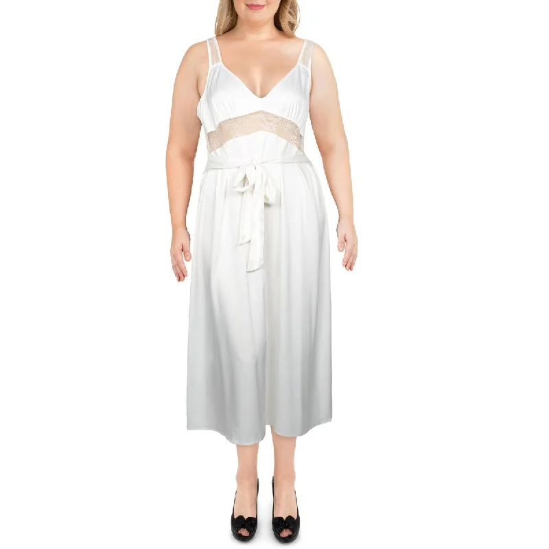Casual Fashion Danielle Bernstein Womens Lace Inset Sateen Slip Dress