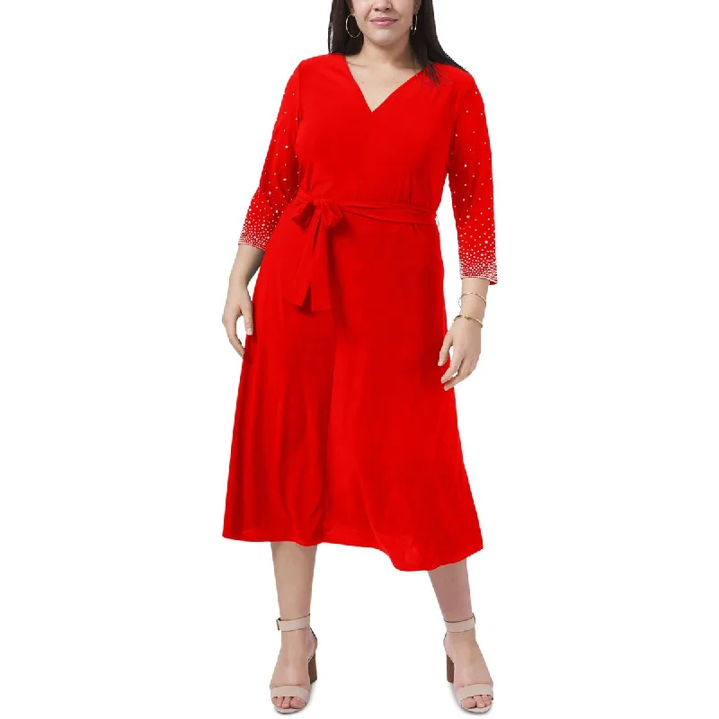 Women's Apparel And Garments MSK Womens Plus Jersey Embellished Fit & Flare Dress