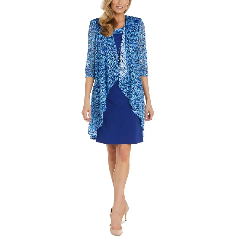 Online Boutiques R&M Richards Womens Crochet Tie-Dye Two Piece Dress