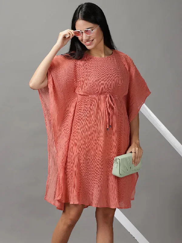 Trendy Women's Fashion Women's Peach Solid Kaftan Dress-AE-156097-Peach