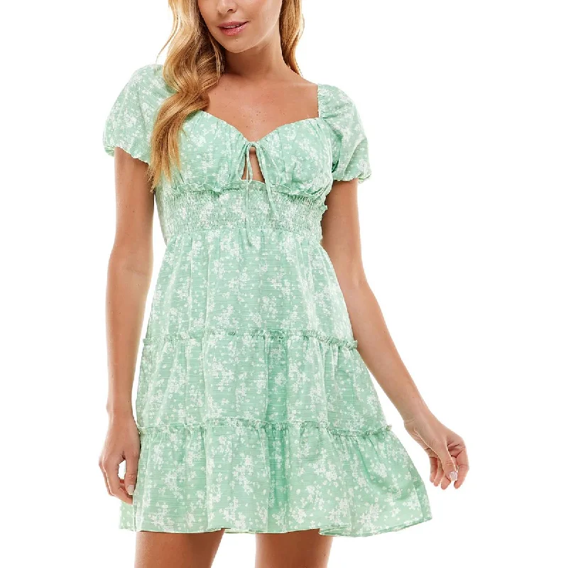 High Street Women's Fashion for Trendy Shoppers City Studios Womens Juniors Cotton Printed Fit & Flare Dress High Street Women's Fashion for Trendy Shoppers City Studios Womens Juniors Cotton Printed Fit & Flare Dress