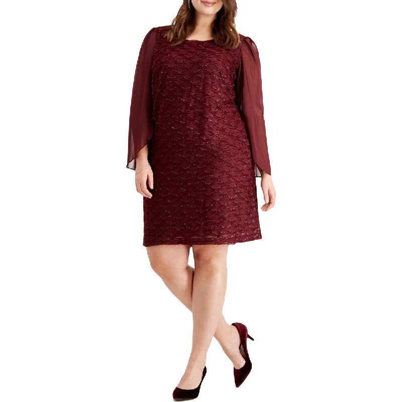 Chic Outfits Connected Apparel Womens Plus Jacquard Metallic Sheath Dress