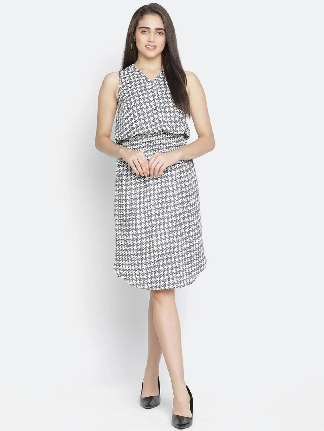 Flash Sales Today Drums Of Heaven Check Print Smocked Womem Dress
