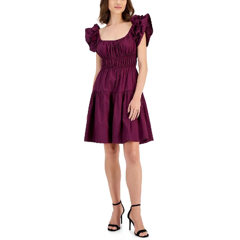 Premium Fashion Taylor Womens Ruffled Mini Sheath Dress