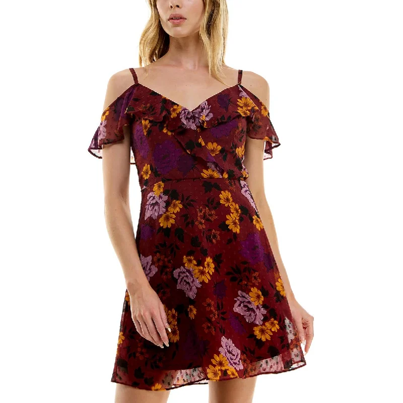 Women's Professional Clothes BCX Womens Juniors Cocktail Mini Fit & Flare Dress