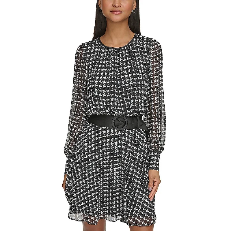 Women's Casual Wear Clothes Karl Lagerfeld Womens Houndstooth Casual Wear Sheath Dress