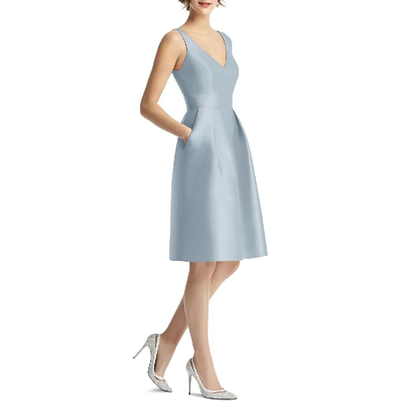 Limited Time Offer Alfred Sung Womens Taffeta Pleated Fit & Flare Dress