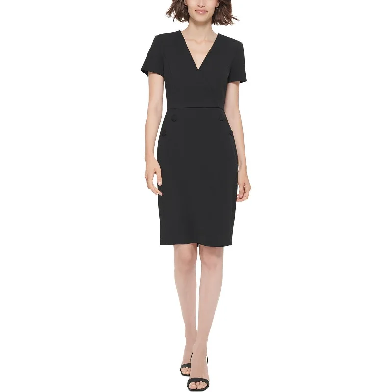 Women's High Street Fashion Calvin Klein Womens Faux Wrap Work day wear Sheath Dress