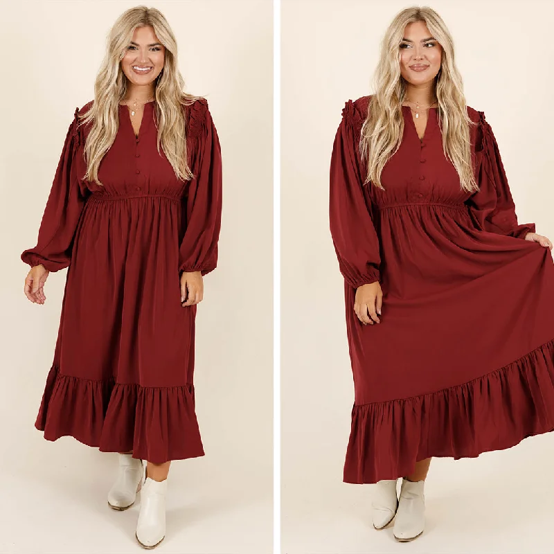 Versatile Outfits Memorize Today Dress, Burgundy