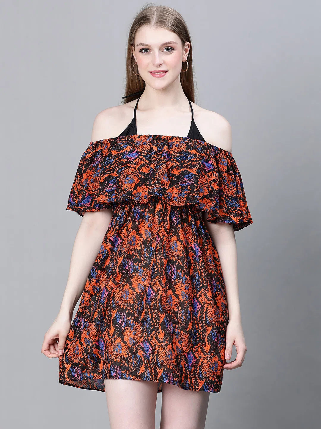 Clothes Women Women Multicolor Animal Print Off-Shoulder Elasticated Beachwear Dress-W23044WBW003