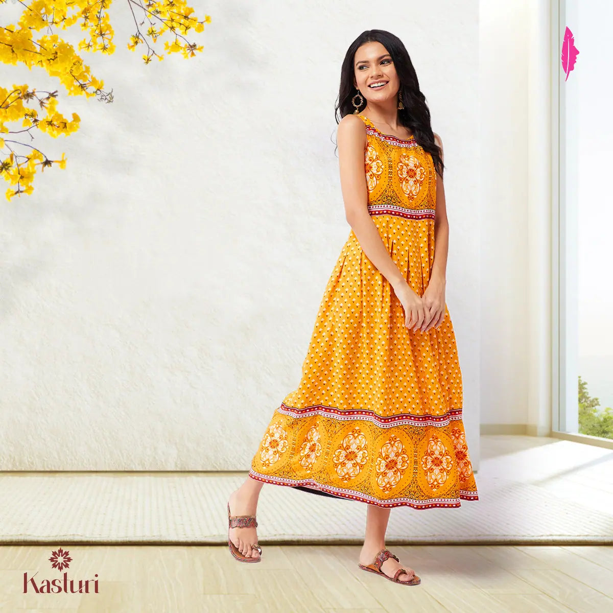 Elegant Women's Fashion Kasturi Digital Printed Dress