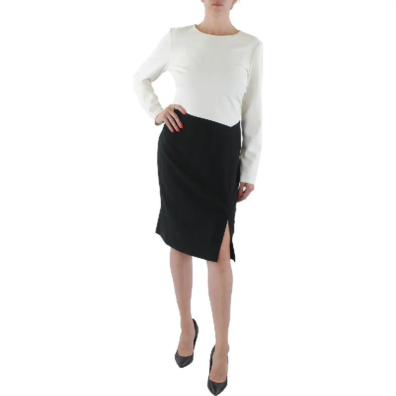 Women's Plus-Size Casual Outfit Lauren Ralph Lauren Womens Crepe Colorblock Wear to Work Dress
