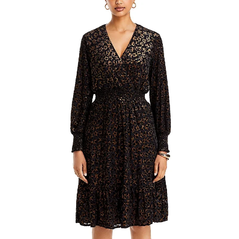 Sale On Sale T Tahari Womens Velvet Metallic Fit & Flare Dress