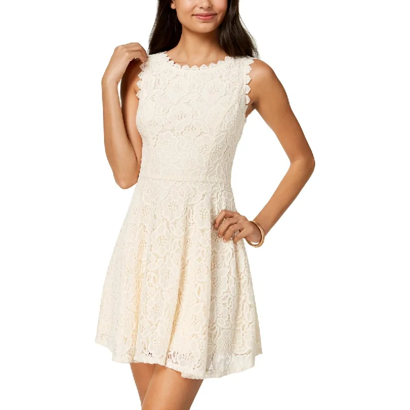 Women Apparel City Studio Womens Juniors   Lace Overlay Mini Fit & Flare Dress
