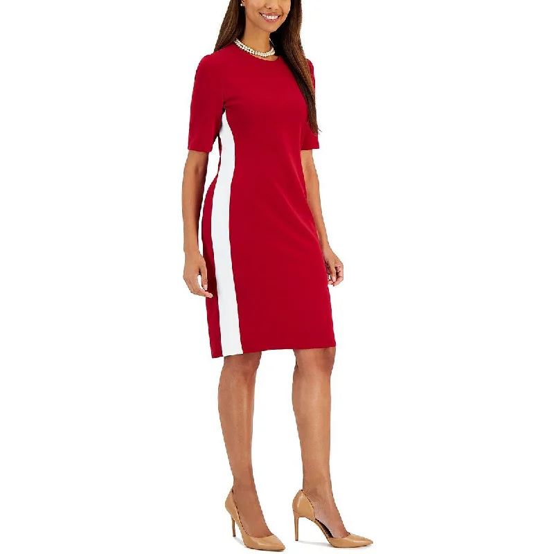 Relaxed Fit Women's Fashion Kasper Womens Crepe Colorblock Sheath Dress