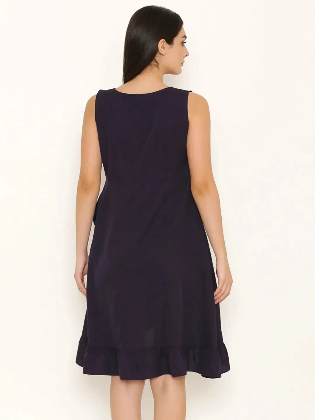 Best Online Boutiques For Women Overlap Dress with frill at neck and hem in Purple