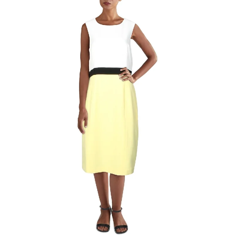 Casual Chic Women's Clothes Kasper Womens Colorblock Slit Sheath Dress