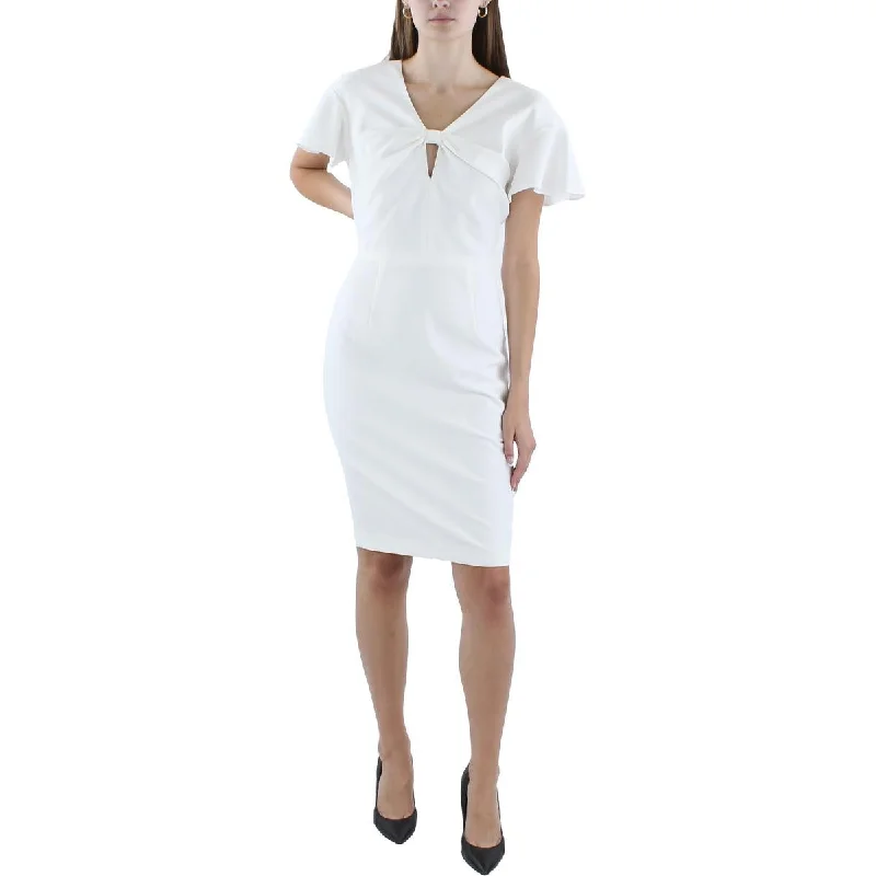 Affordable Women's Fashion Black Halo Womens Flutter Sleeve Knee-Length Sheath Dress