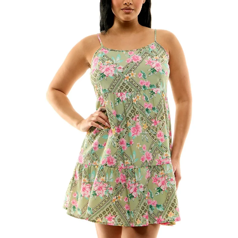 Women's Clothes For Work Planet Gold Womens Juniors Printed Polyester Babydoll Dress