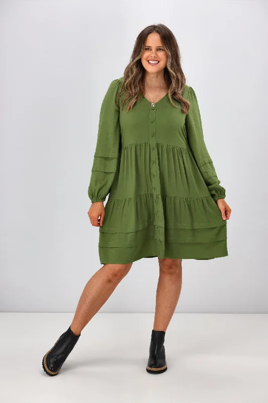 Timeless Women's Clothes Gloss by Shine On Lizzie Dress Forest Green