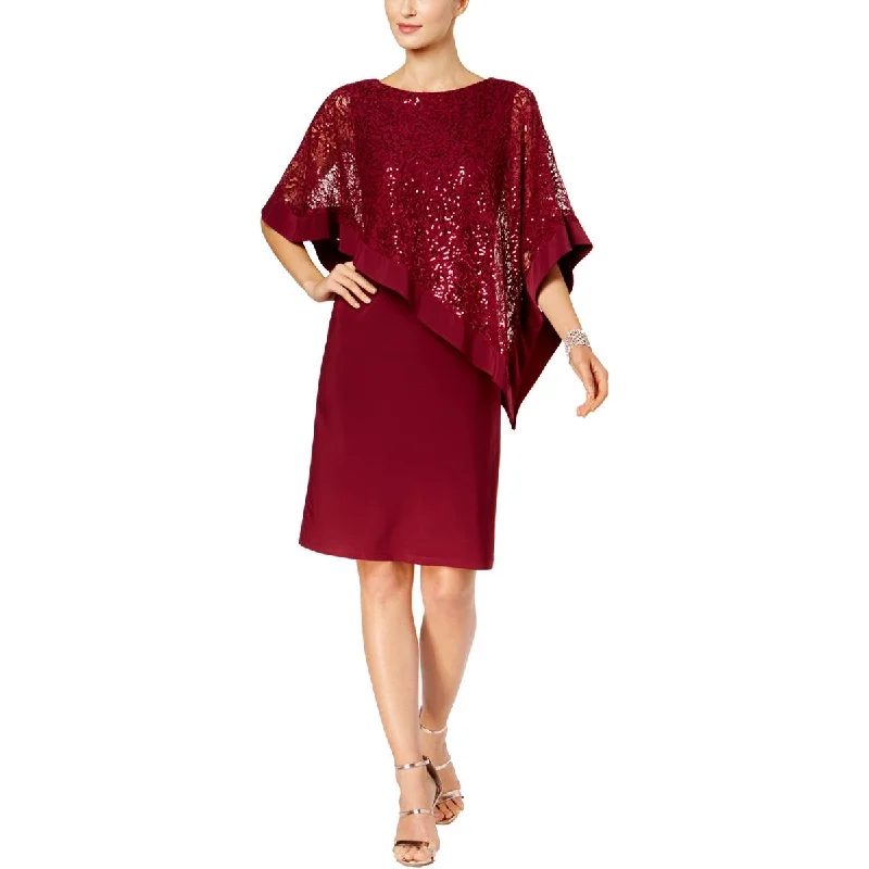 Comfortable Women's Clothing R&M Richards Women’s Sequined Asymmetric Knee Length Cape Cocktail Dress Comfortable Women's Clothing R&M Richards Women’s Sequined Asymmetric Knee Length Cape Cocktail Dress