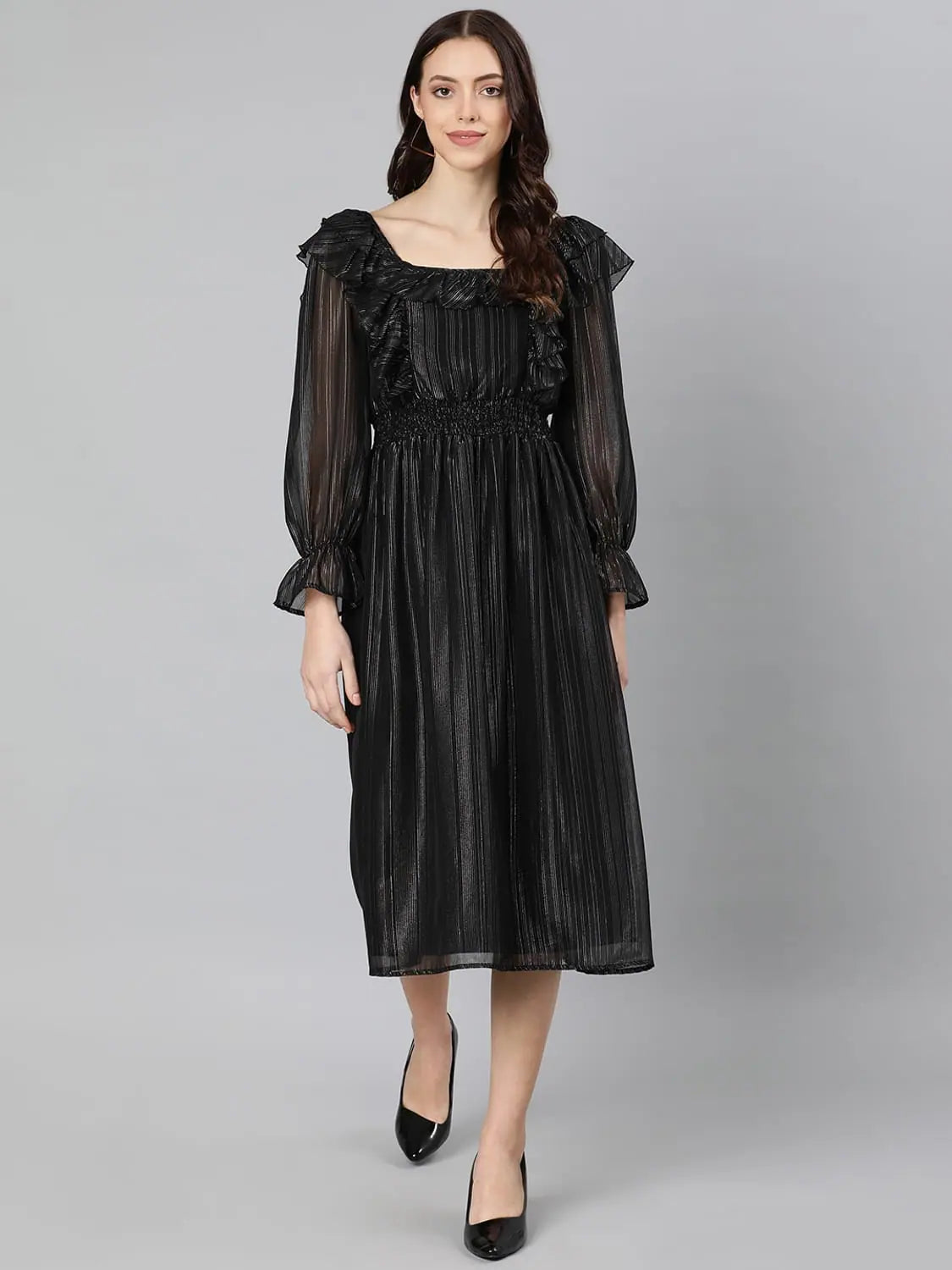 Affordable Fashion for Women Oxolloxo Party Ropper Lurex Print With Lining Glitzing Women Dress