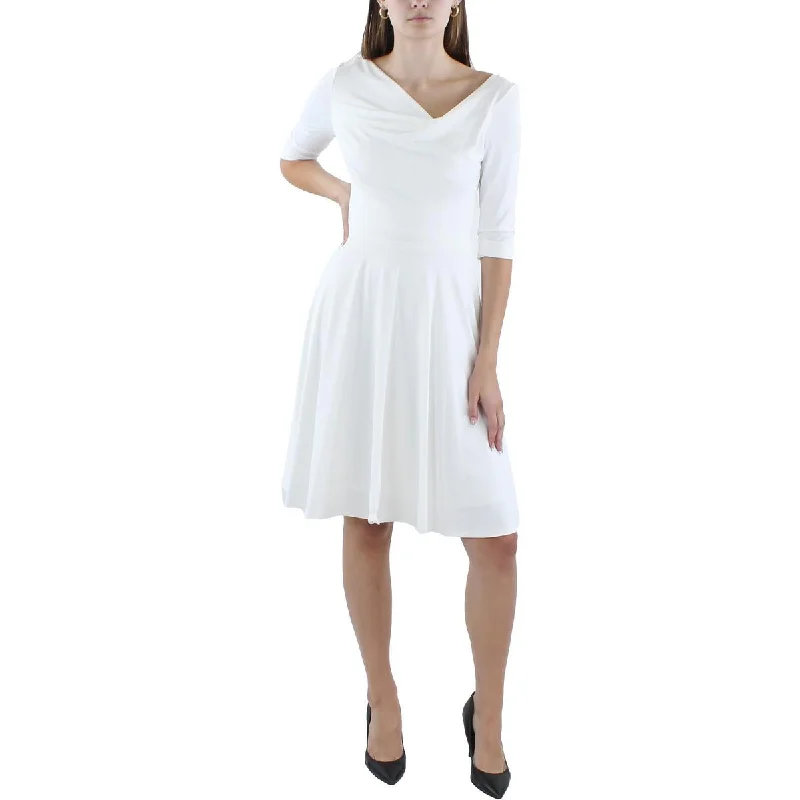 Feminine Dresses for Women in Bold Prints Black Halo Womens 3/4 Sleeve Pleated Fit & Flare Dress