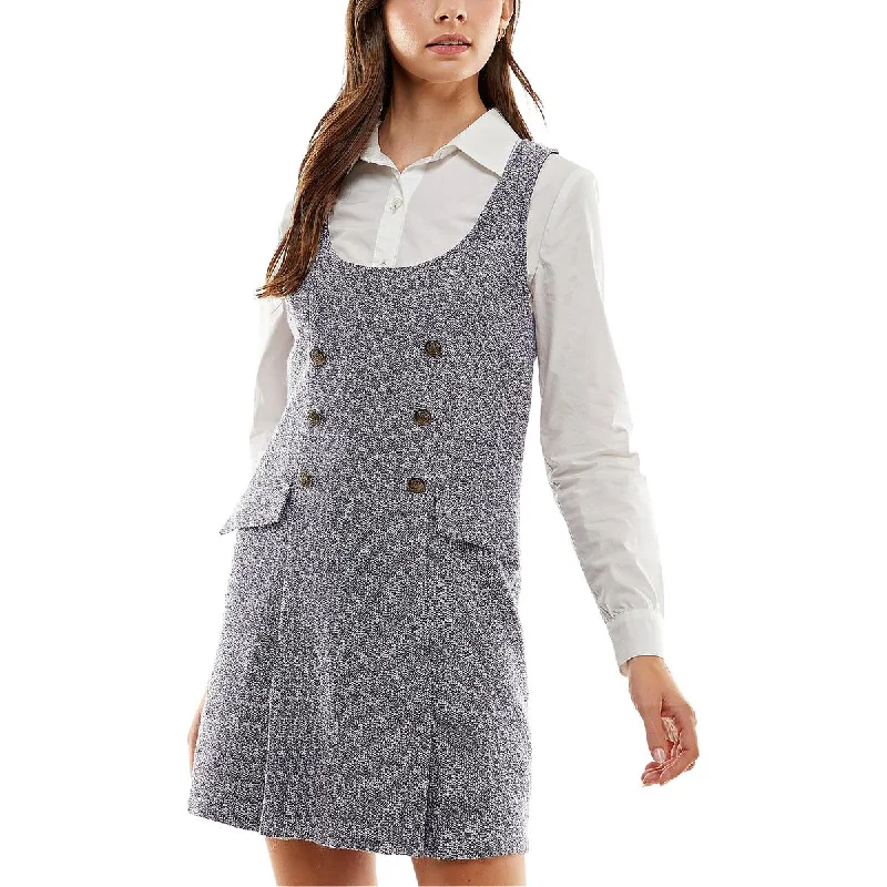 Women's Formal Event Clothing Kingston Grey Womens Juniors Collar Pocket Two Piece Dress