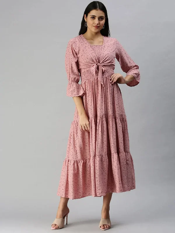 Timeless Classics Women Mauve Printed Dress-AE-9905-Mauve