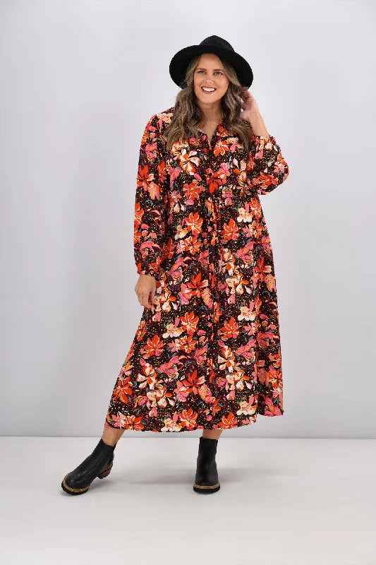 Women's Work Outfit Boho Australia Mosley Dress Black Multi