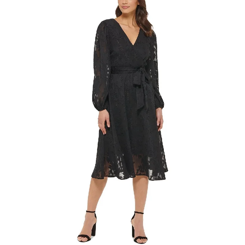 Exclusive Discount Kensie Dresses Womens Burnout Chiffon Fit & Flare Dress