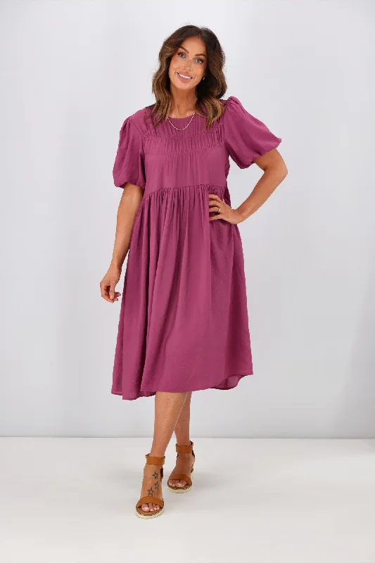 Elegant Women's Fashion Shine On Label Delta Elasticated Panel Dress Pink