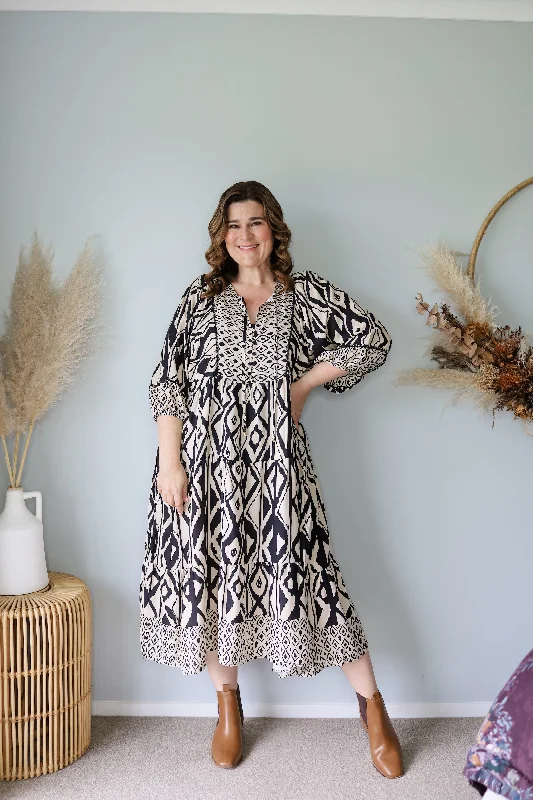 Stylish Savings Boho Australia Geraldine Dress Black Beige