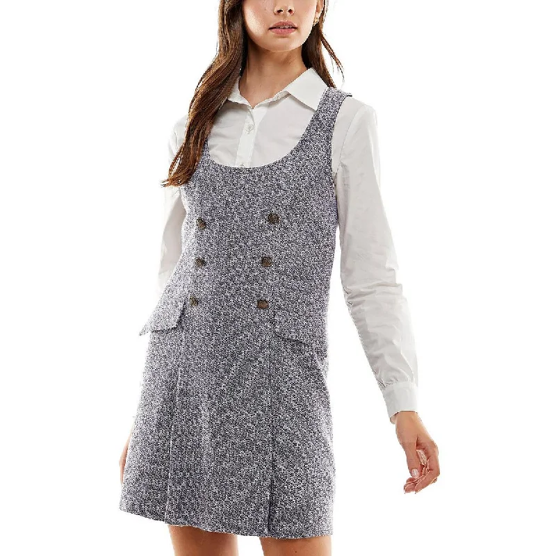 Online Clothing Boutiques Kingston Grey Womens Juniors Collared Mini Two Piece Dress